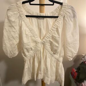 Abercrombie & Fitch Cream Puff Sleeve Blouse